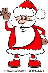 Cartoon Illustration of Funny Santa Claus Character on  Christmas Time