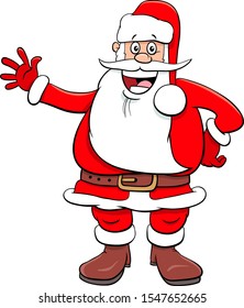 Cartoon Illustration of Funny Santa Claus Character on Christmas Holiday Time