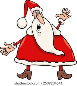 Cartoon illustration of funny Santa Claus singing a carol on Christmas time