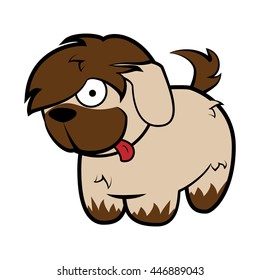 Cartoon Illustration of Funny Shaggy Beige Sheepdog Dog