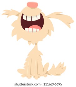 Cartoon Illustration of Funny Shaggy Dog Animal Character