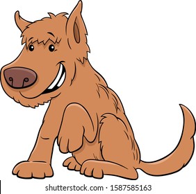 Cartoon Illustration of Funny Shaggy Dog or Puppy Animal Character