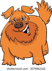 Cartoon illustration of funny shaggy dog comic animal character
