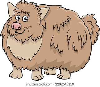 Cartoon illustration of funny shaggy dog comic animal character