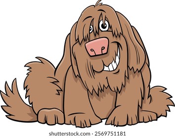 Cartoon illustration of funny shaggy dog comic animal character