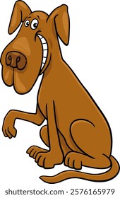 Cartoon illustration of funny shaggy dog comic animal character giving a paw