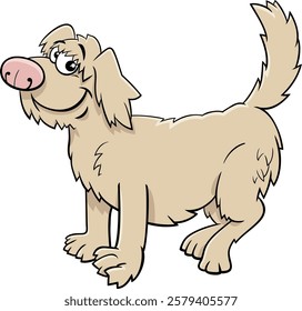 Cartoon illustration of funny shaggy dog comic animal character