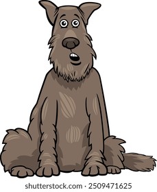 Cartoon illustration of funny shaggy purebred schnauzer dog character