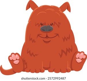 Cartoon illustration of funny shaggy red dog animal character