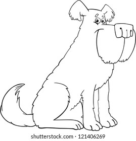 Cartoon Illustration of Funny Shaggy Sheepdog Dog for Coloring Book or Coloring Page