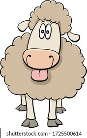 Cartoon Illustration of Funny Sheep Farm Animal Comic Character