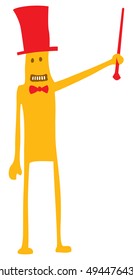 Cartoon illustration of funny show presenter or host at work