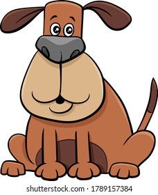 Cartoon Illustration of Funny Sitting Dog Comic Animal Character