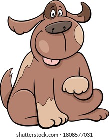 Cartoon Illustration of Funny Sitting Spotted Dog Comic Animal Character