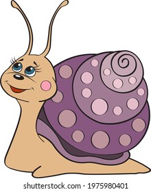 Cartoon Illustration of Funny snail. Cute and funny cartoon characters.