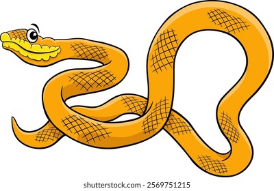 Cartoon illustration of funny snake reptile animal character