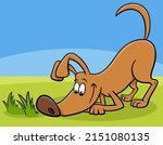 Cartoon illustration of funny sniffing dog animal character