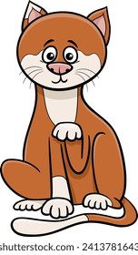 Cartoon illustration of funny spotted cat comic animal character