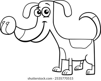 Cartoon illustration of funny spotted dog animal character coloring page