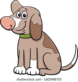 Cartoon Illustration of Funny Spotted Puppy Comic Animal Character