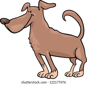 Cartoon Illustration of Funny Standing Brown Dog