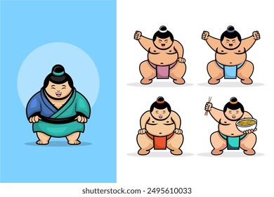 Una ilustración de dibujos animados de un divertido sumo