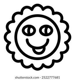 Cartoon illustration of a funny sun character sticking its tongue out and smiling