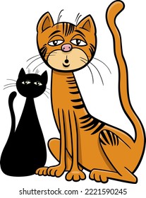 Cartoon illustration of funny surprised or sleepy cat comic animal character
