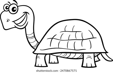 Cartoon-Illustration der lustigen Schildkröte Comic Tierfigur Färbung Seite