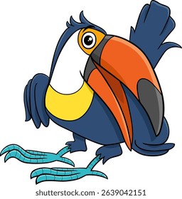 Cartoon illustration of funny toucan bird animal character
