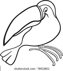 cartoon illustration of funny toucan for coloring book