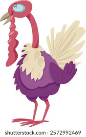 Cartoon illustration of funny turkey farm bird animal character