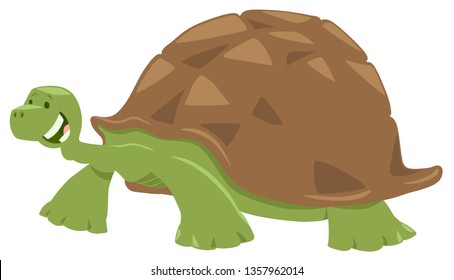 Cartoon Illustration of Funny Turtle or Tortoise Animal Character