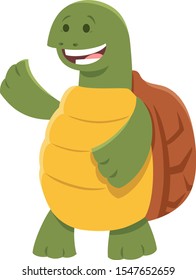 Cartoon Illustration of Funny Turtle or Tortoise Comic Animal Character