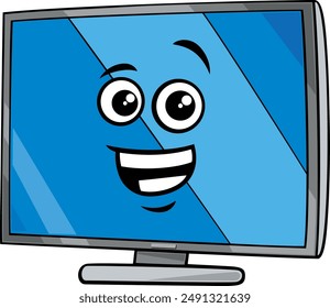 Cartoon illustration of funny tv set or computer monitor object clip art