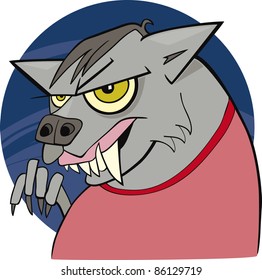 cartoon illustration of funny werewolf