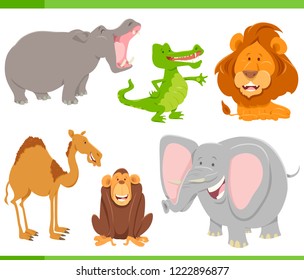 Cartoon Illustration of Funny Wild Animal Characters Collection