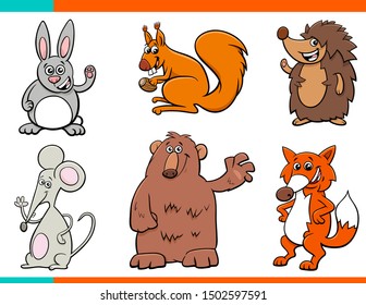 Cartoon Illustration of Funny Wild Animals Comic Characters Collection