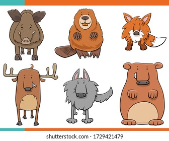 Cartoon Illustration of Funny Wild Animals Comic Characters Collection