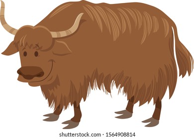 Cartoon Illustration of Funny Yak Wild Animal Character