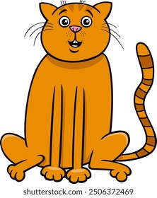 Cartoon illustration of funny yellow cat comic animal character