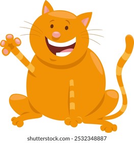 Cartoon illustration of funny yellow cat or kitten animal character