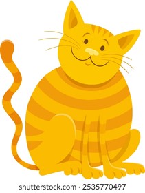 Cartoon illustration of funny yellow cat or kitten animal character