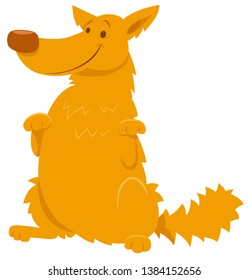 Cartoon Illustration of Funny Yellow Shaggy Dog Animal Character