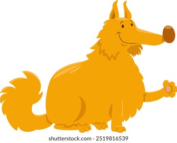 Ilustración de dibujos animados de divertido perro peludo amarillo personaje animal