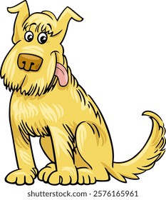 Cartoon illustration of funny yellow shaggy dog comic animal character