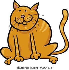 cartoon illustration of funny yellow sitting cat