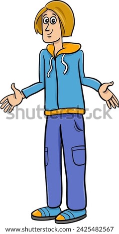 Cartoon illustration of funny young man or guy comic character