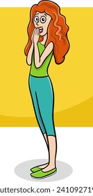 Cartoon illustration of funny young woman or girl comic character