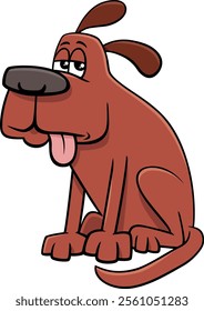 Cartoon illustration of funy brown dog animal character